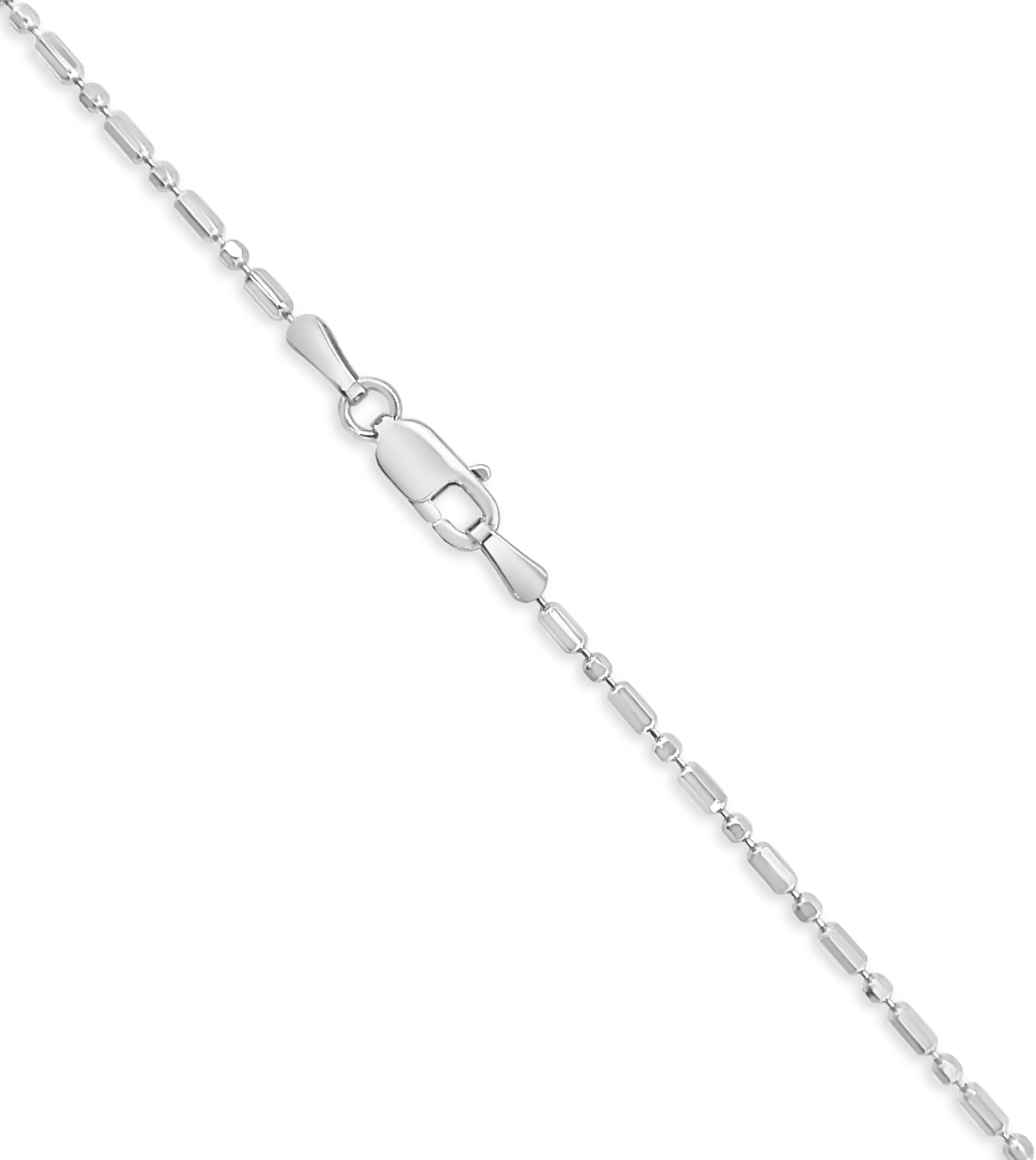 14k White Gold Bar Bead Chain Necklace