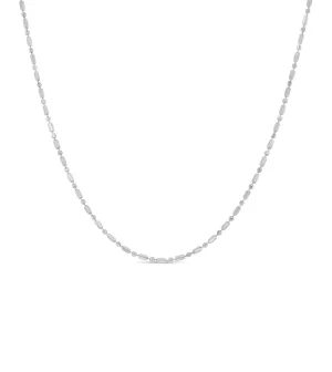 14k White Gold Bar Bead Chain Necklace