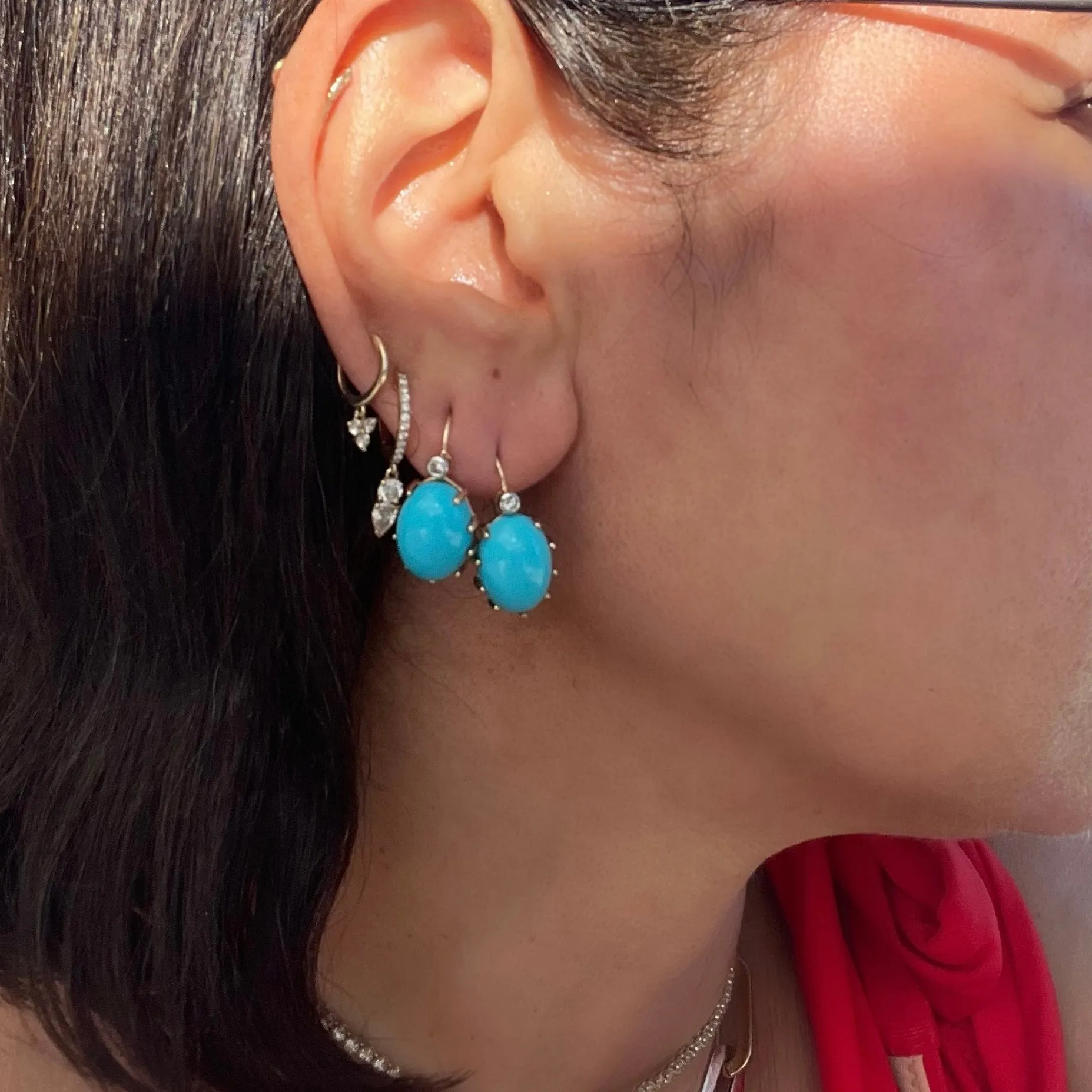 14KT Gold Diamond Turquoise Alba Earrings