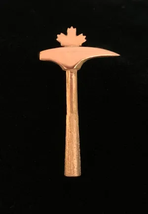 14kt Rose Gold Maple Leaf Rock Hammer Lapel Pin