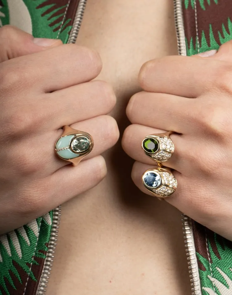 14KY Mint Opal Love Bug Ring