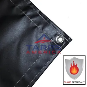 18 oz Heavy Duty Black Coated Vinyl Fire Retardant Tarp by AtlasShield®