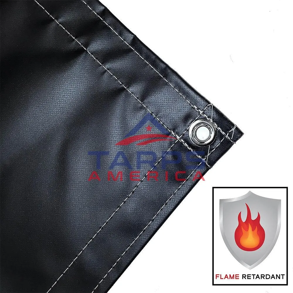 18 oz Heavy Duty Black Coated Vinyl Fire Retardant Tarp by AtlasShield®