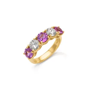 18KY Pink Sapphire and Diamond Ring