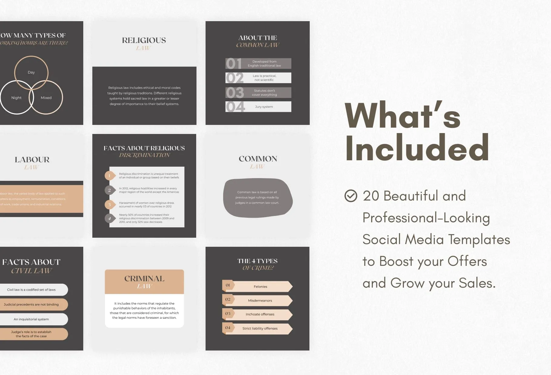 20 Law Infographics Instagram Engagement Posts Fully Editable Canva Templates