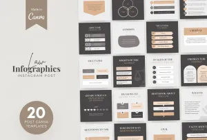 20 Law Infographics Instagram Engagement Posts Fully Editable Canva Templates