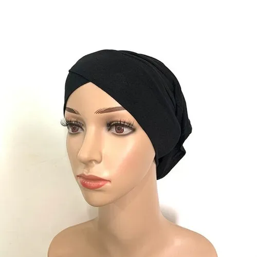 2020 New Sequins Glitter Forehead Cross Muslim Hijab Scarf