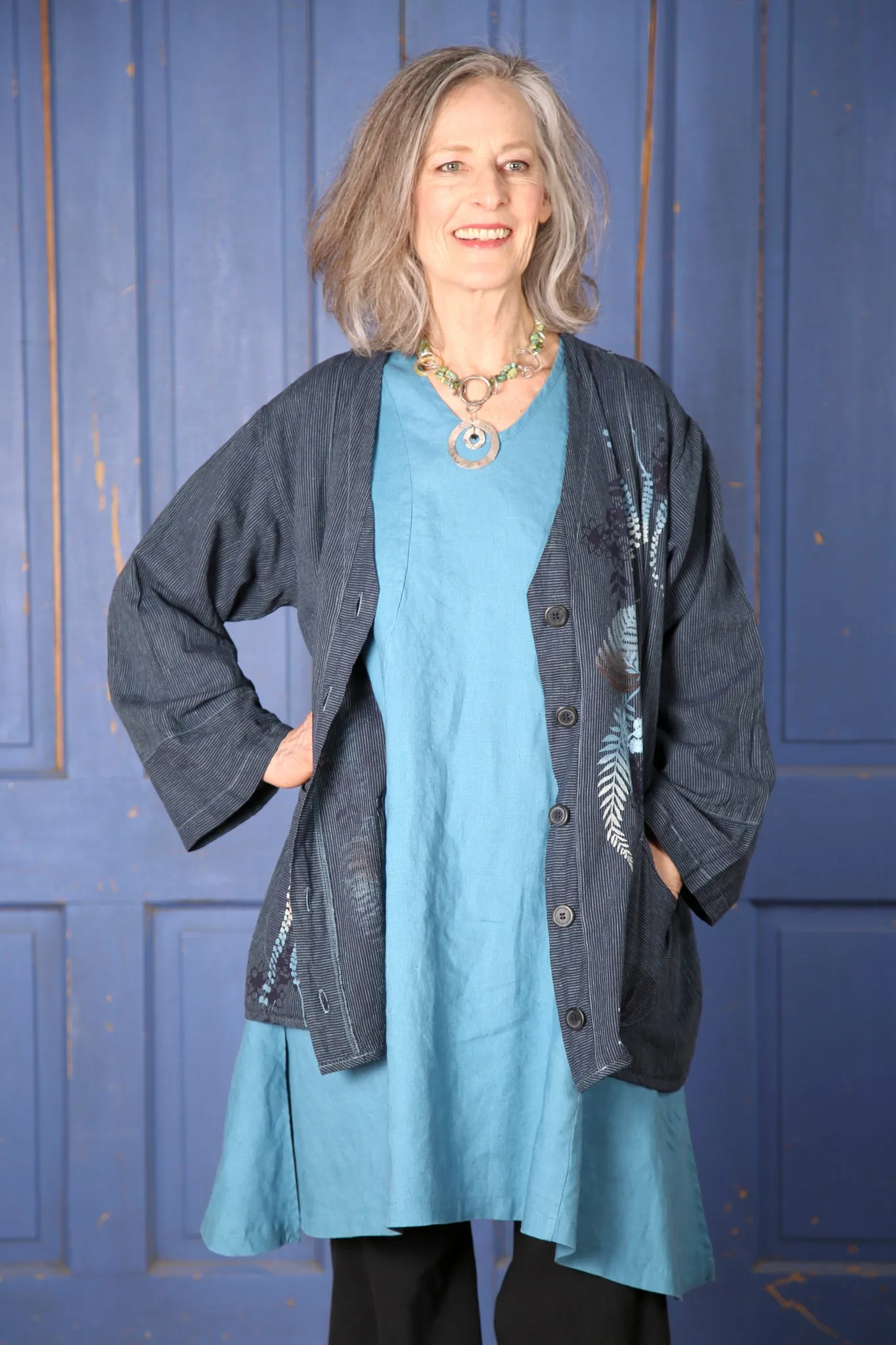 5265 Striped Jacket Kingfisher/Indigo-P