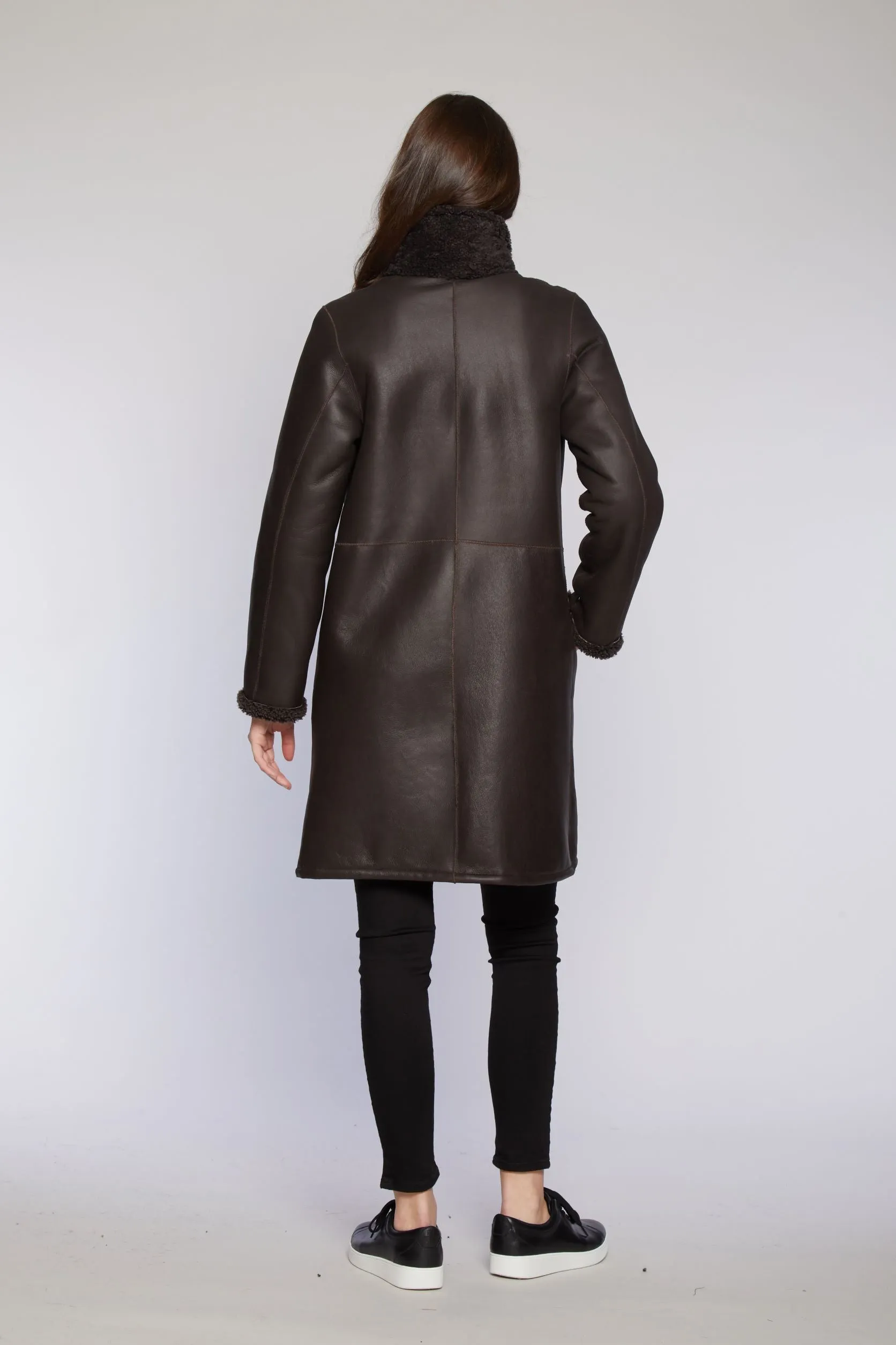 #527  shearling coat in brown or black sno-top  1 BLACK SNO L  $500  sorry no additional discounts