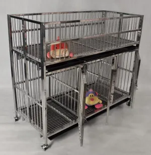 53.5" 3-Door Stainless Steel Collapsible Dog Show Cage With Removable Dividers ⚠️ Freight Rate NOT Included‼️ Contact (336) 451-9122 For Home Delivery rates