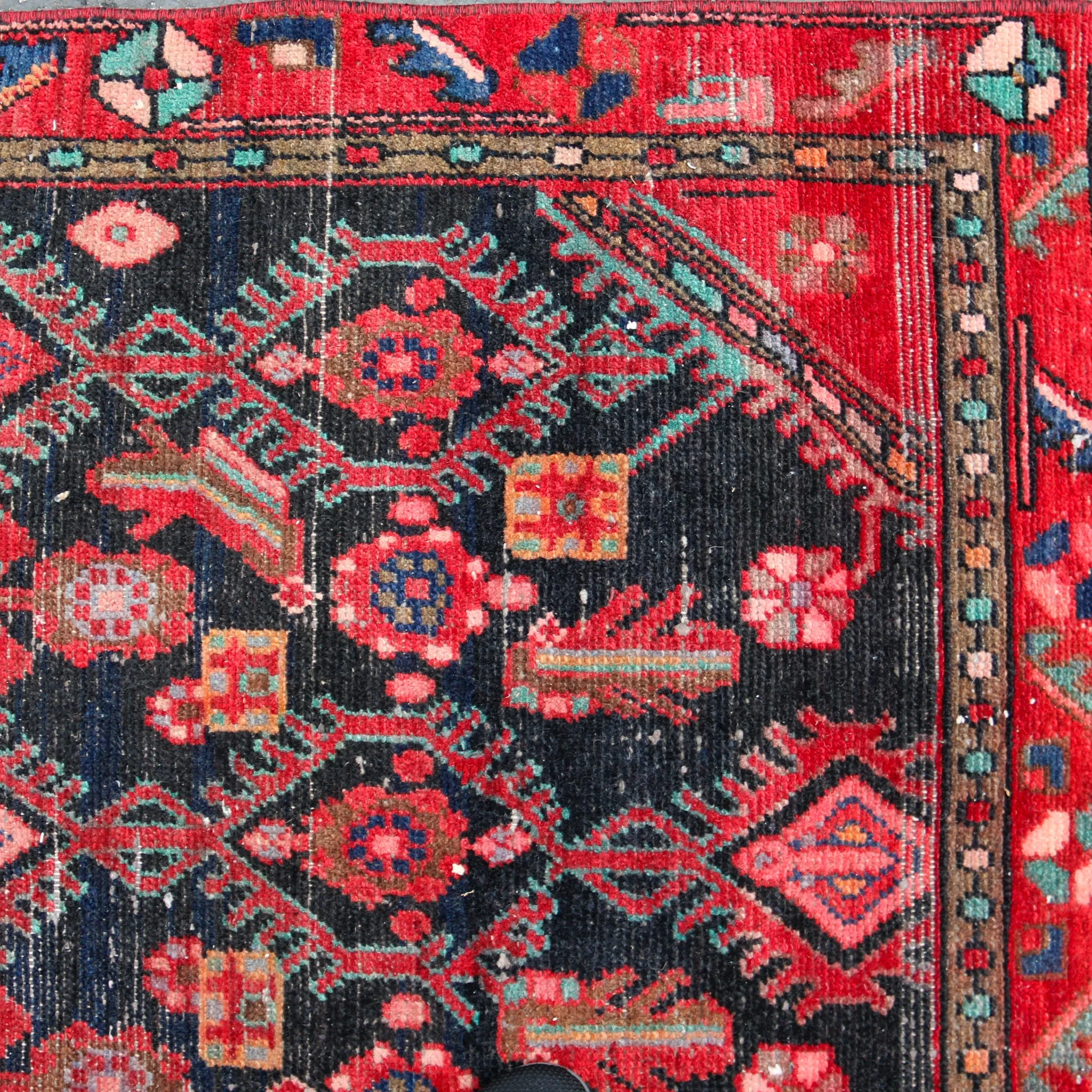60199 Handwoven Vintage Rug 3'7x12'7