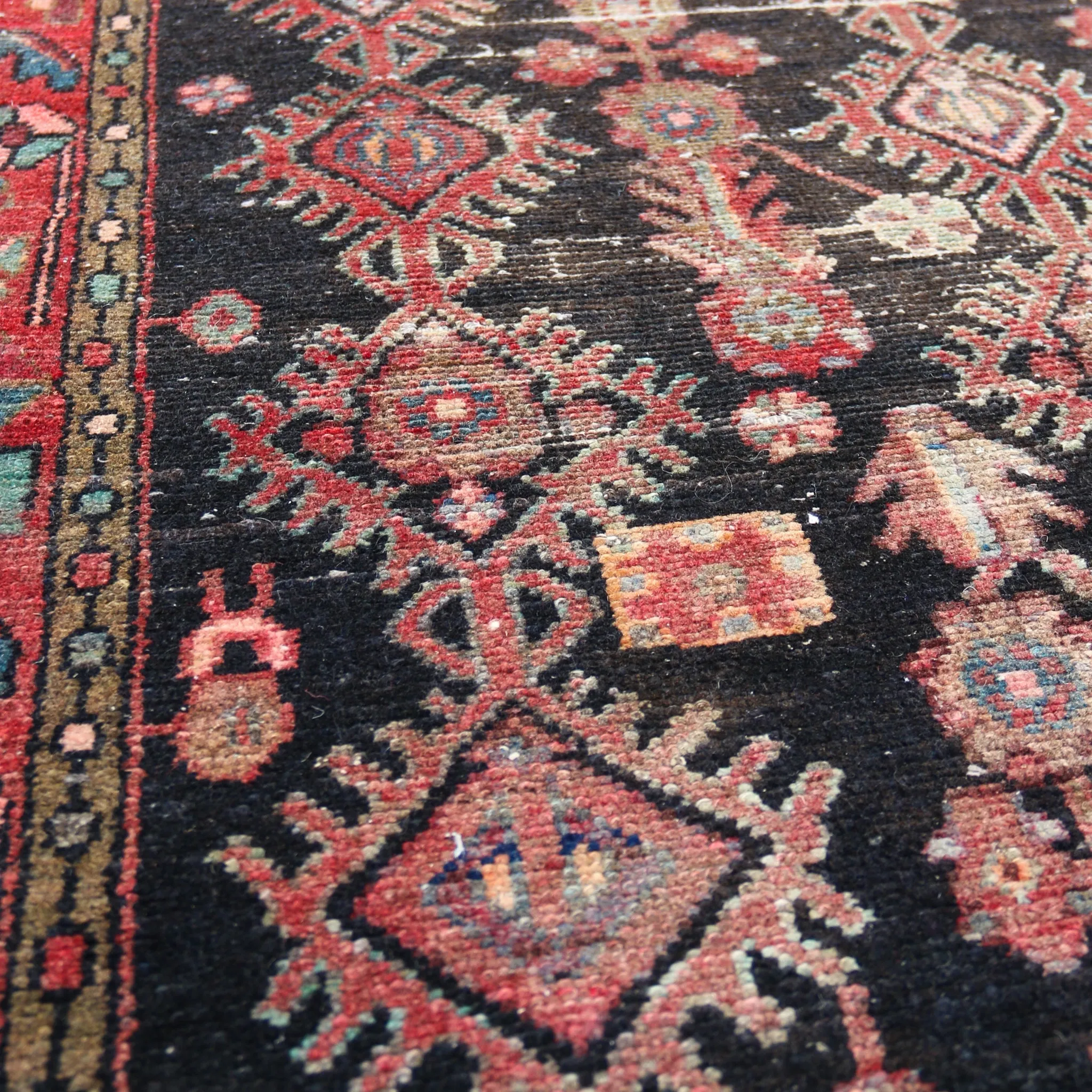 60199 Handwoven Vintage Rug 3'7x12'7