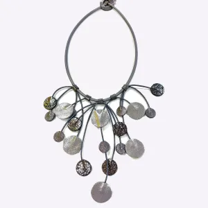 7PM Leather, Necklace, Cosmic Circles, Silver