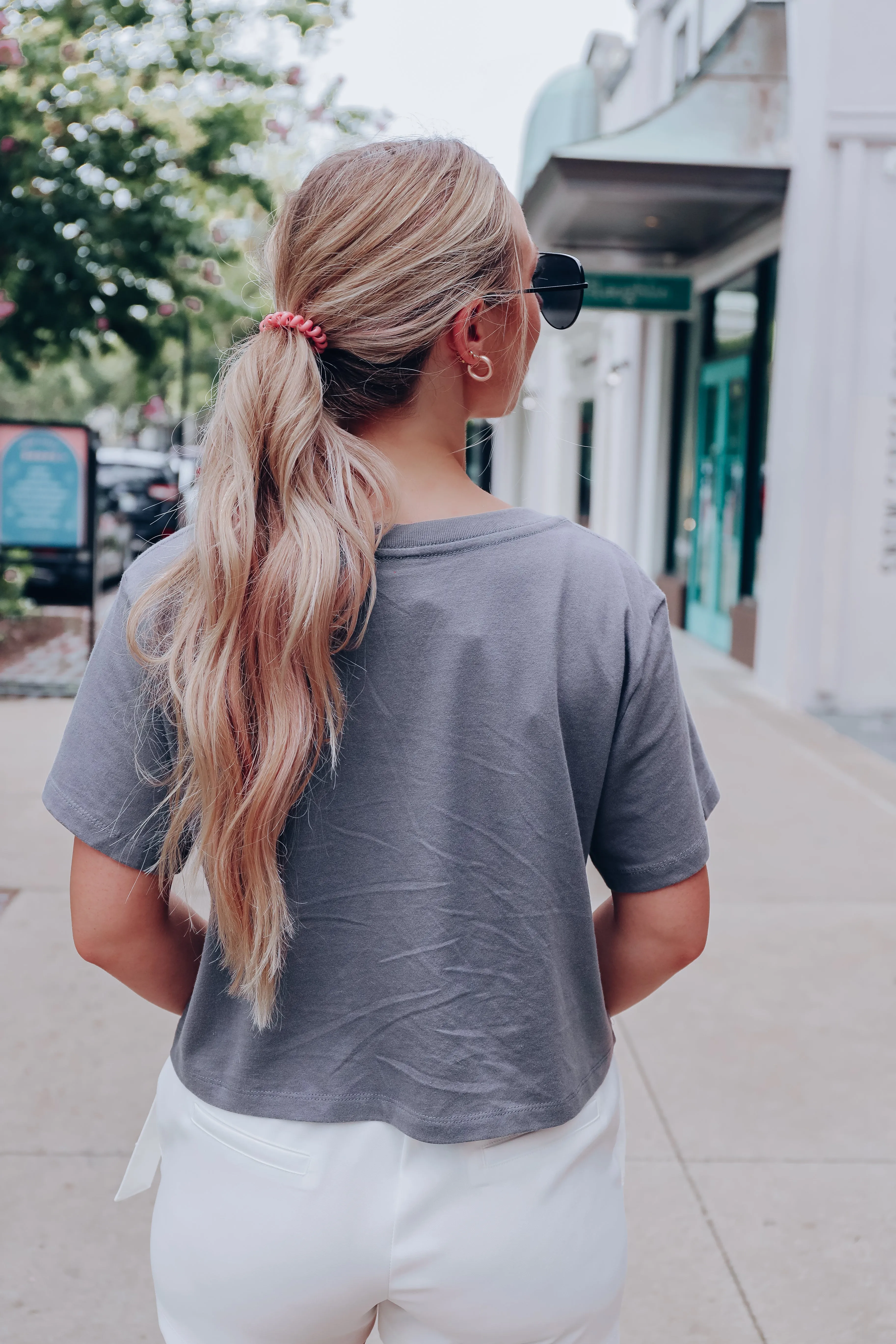 90's Babe Graphic Crop Top - Charcoal