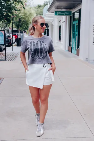 90's Babe Graphic Crop Top - Charcoal