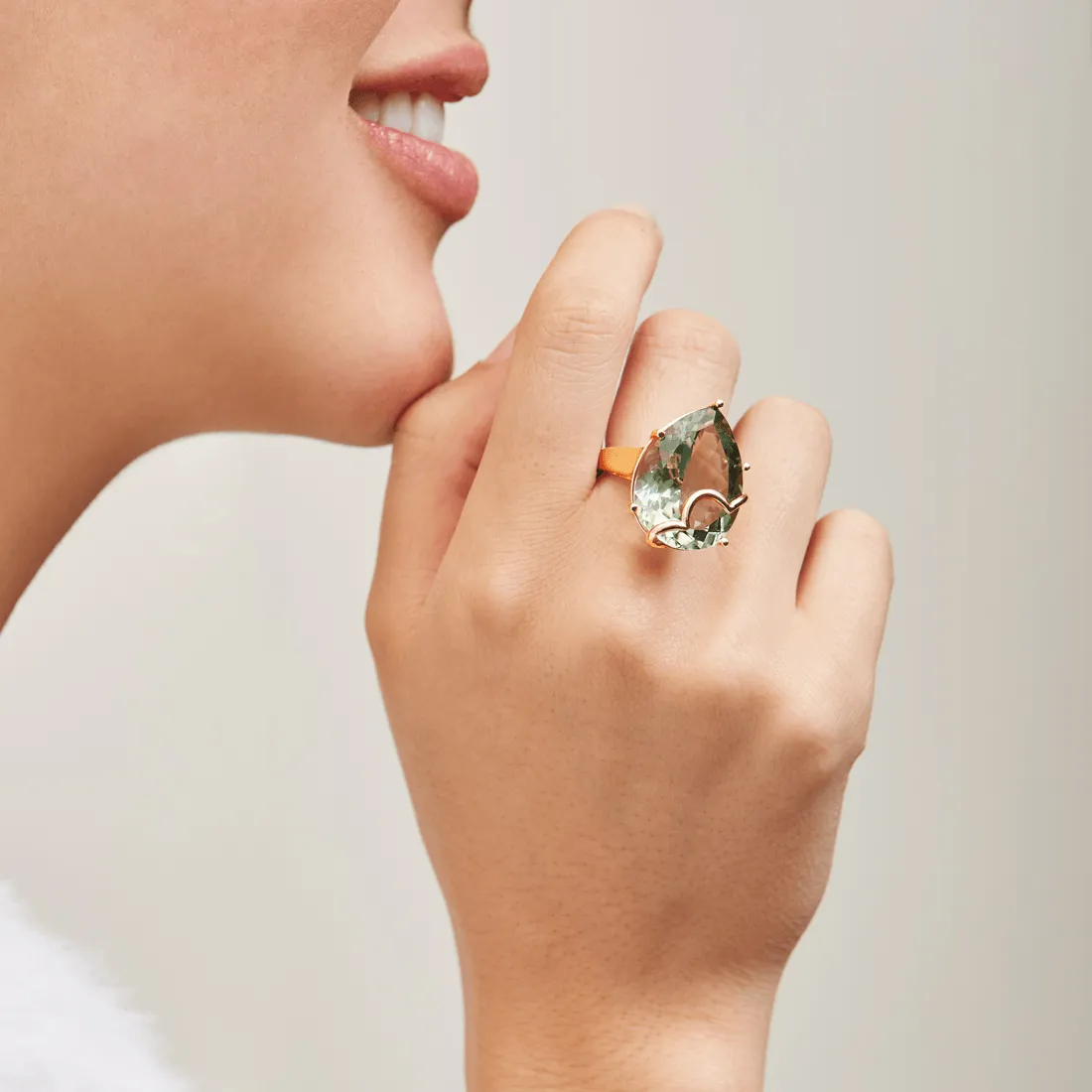 9ct Rose Gold Green Amethyst Ring