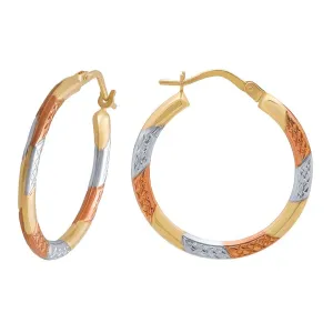 9ct Three Tone Hoop Earrings 20mm