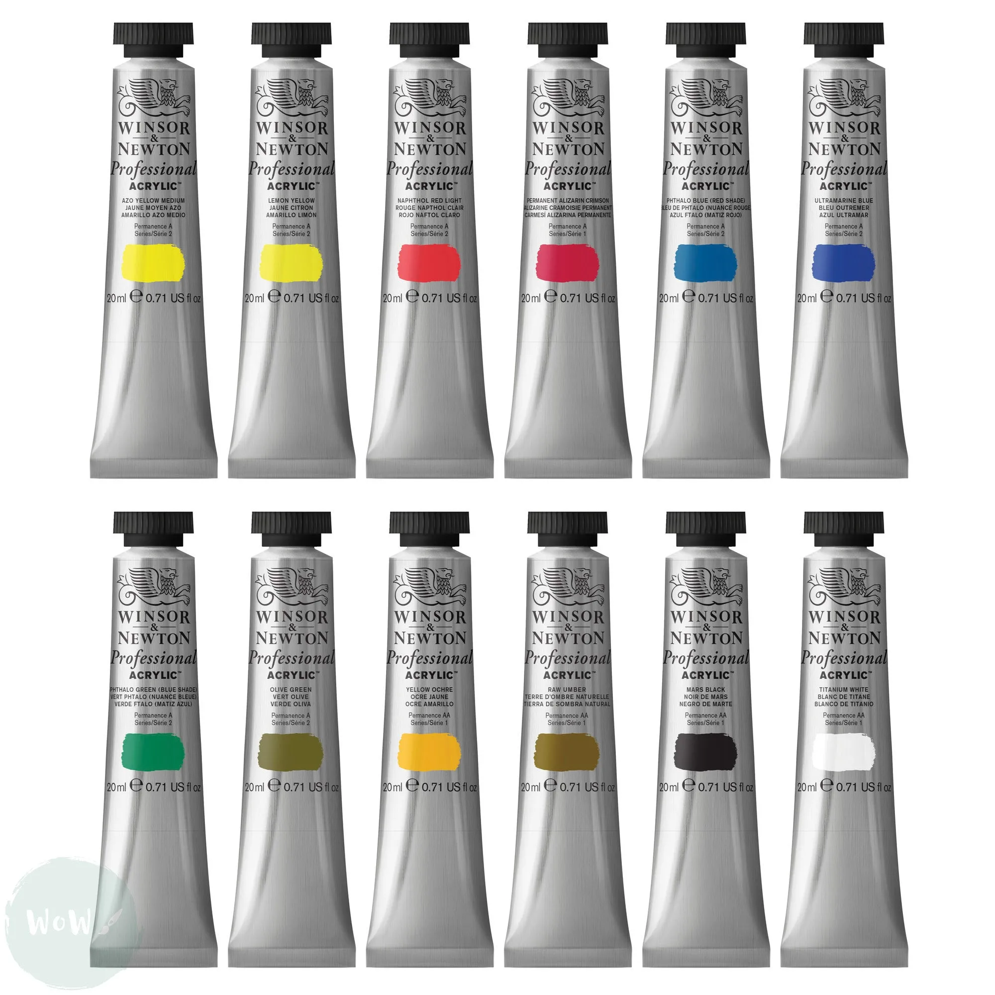 Acrylic Paint Set- Winsor & Newton -PROFESSIONAL - 12 x 20ml Tubes