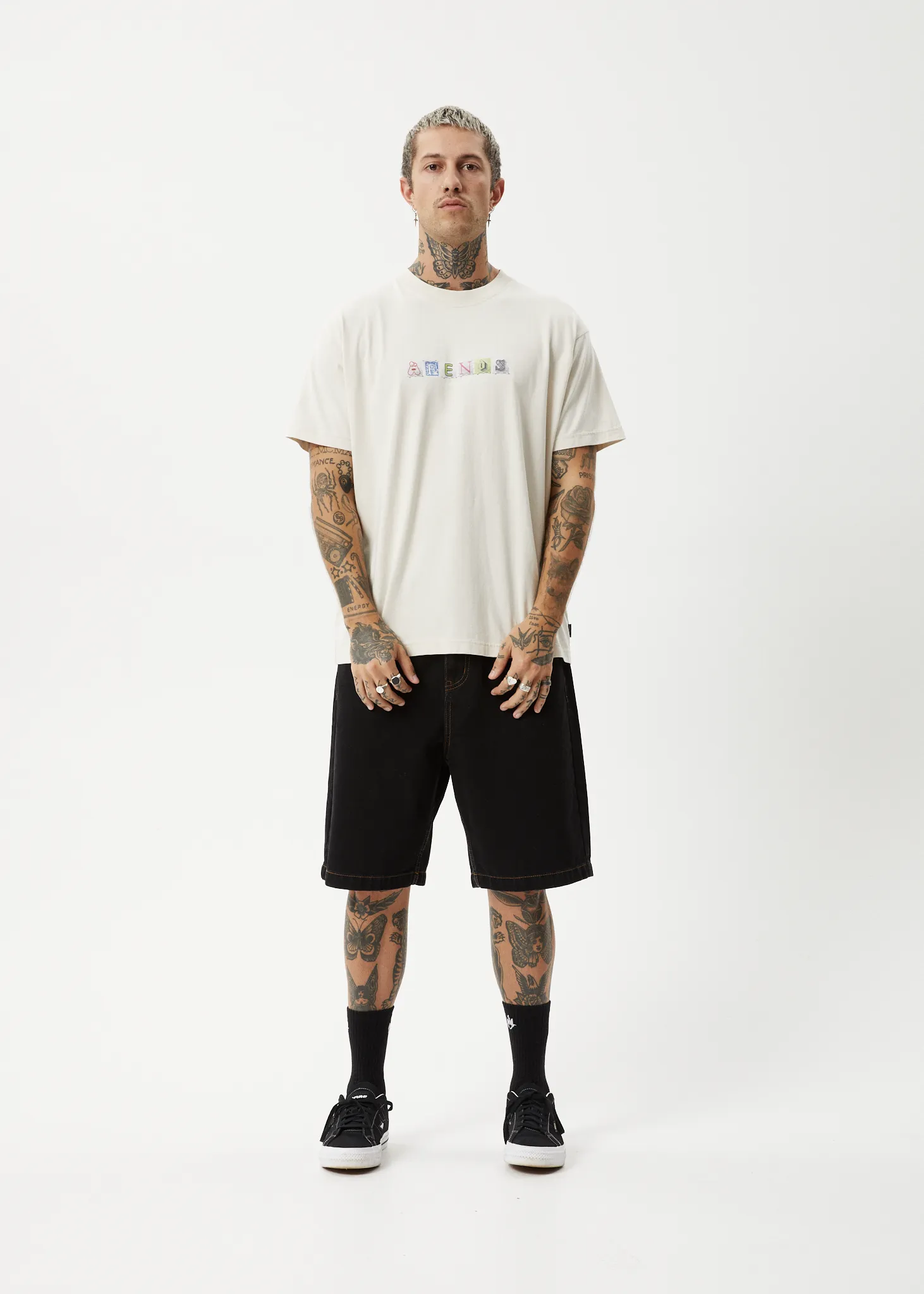 AFENDS TAKE A TRIP BOXY FIT TEE - MOONBEAM