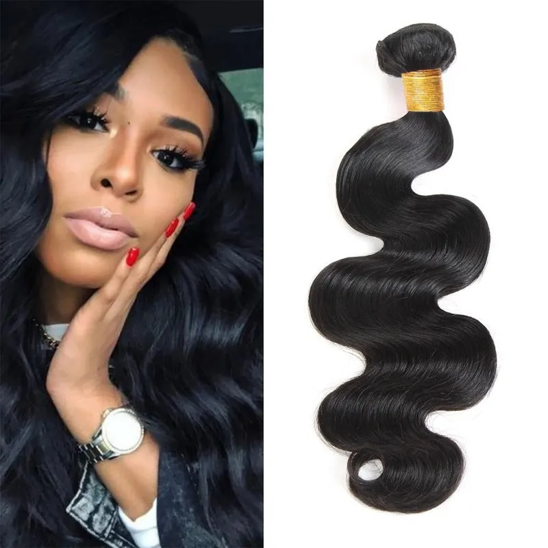 AFFORDABLE hair Body Wave 100% Human Hair Natural Black 1 Bundle 100gram
