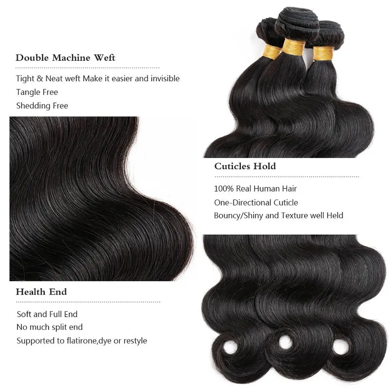 AFFORDABLE hair Body Wave 100% Human Hair Natural Black 1 Bundle 100gram
