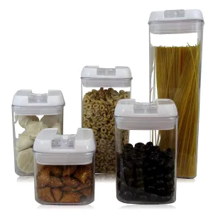 Airtight Food Storage Container Set Airtight Lid 5 Piece Stackable Decorative Counter Top BPA Free Food Safe Durable Multi Size Stackable Easy Open Dishwasher Safe