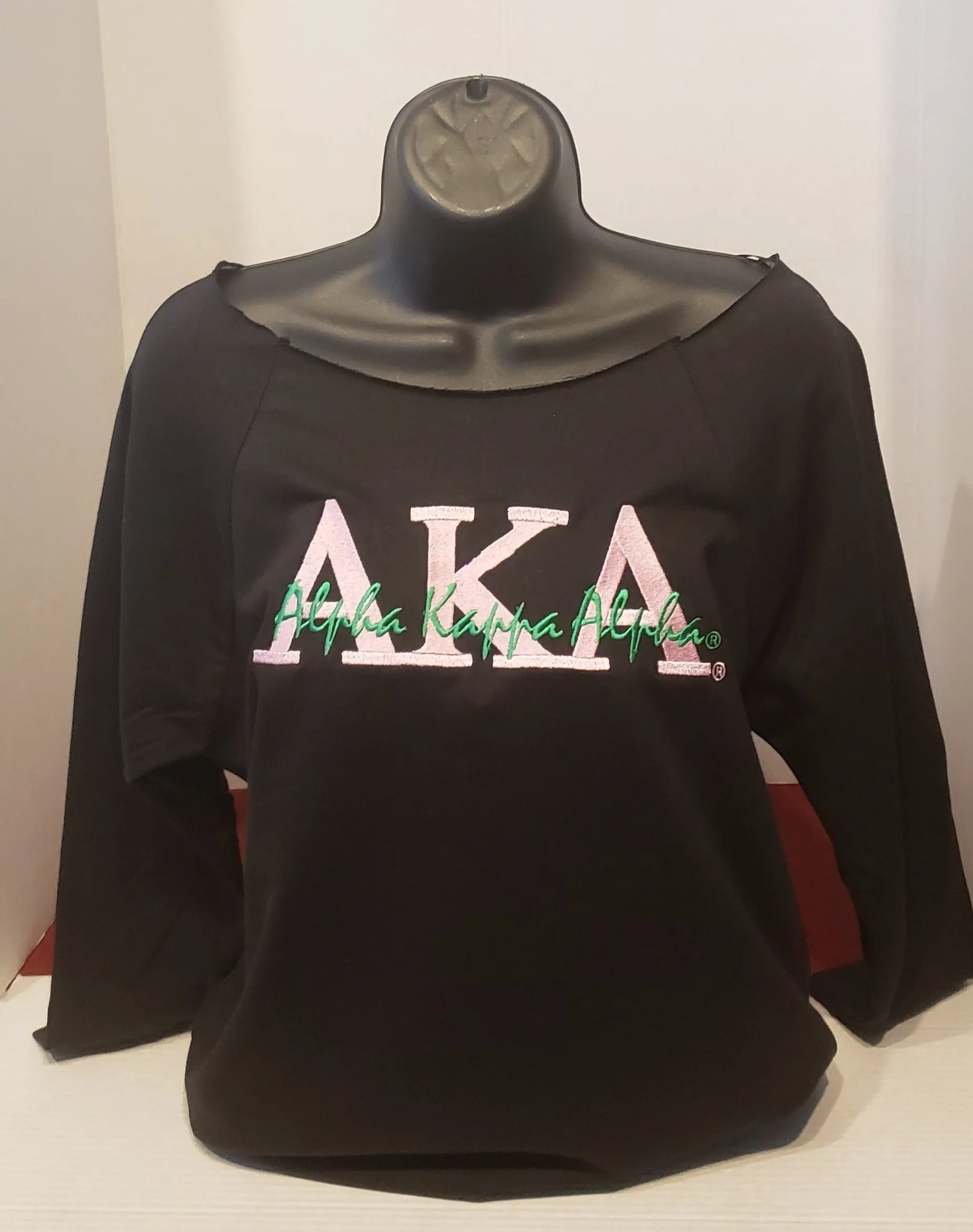 AKA 3/4 OFF THE SHOULDER SHIRT (Script)Black