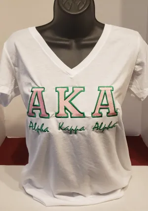 AKA (BOLD)V-NECK TEE (White)