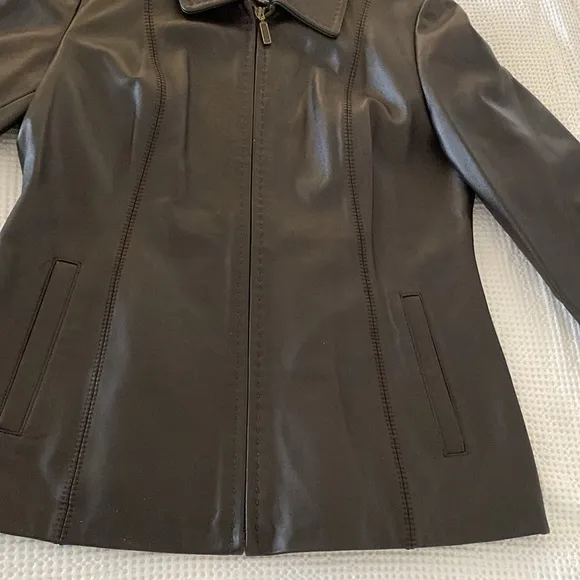 Alfani Like New Leather Zip Fitted Classic Jacket