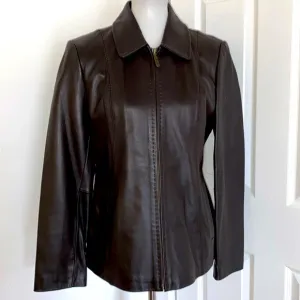 Alfani Like New Leather Zip Fitted Classic Jacket