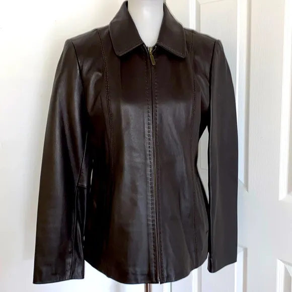 Alfani Like New Leather Zip Fitted Classic Jacket