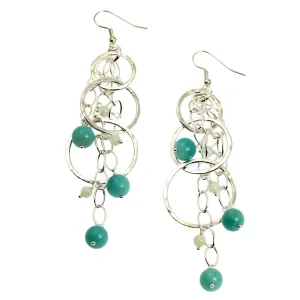 Amazonite Hammered Fine Silver Earrings