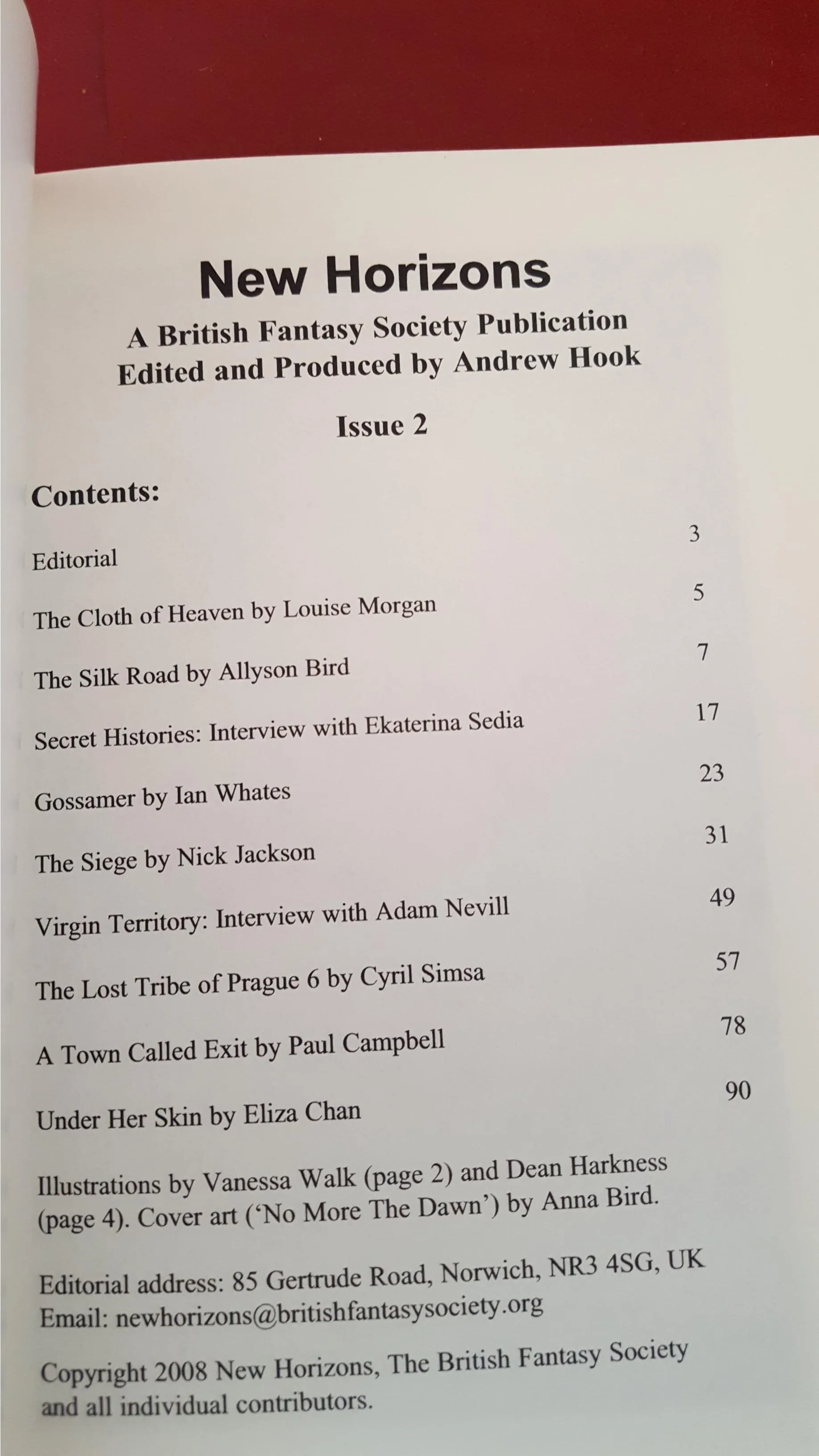 Andrew Hook - New Horizons Issue 2, 2008, British Fantasy Society
