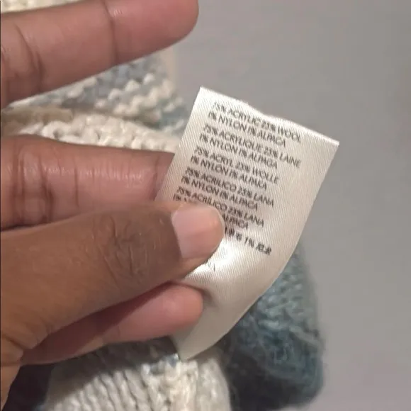 Anthropologie alpaca wool Green Cream Turtleneck Sweater Courtney ombré gradient