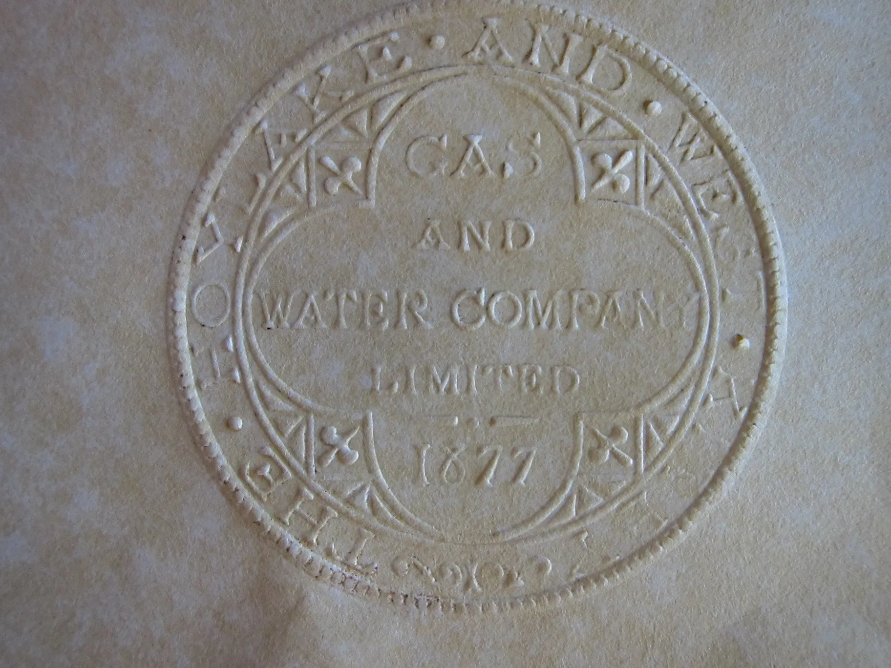 Antique Cast Iron Corporate Seal for Gas & Water Co