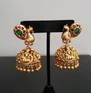 Antique Temple Earring With Matte Gold Plating DT12