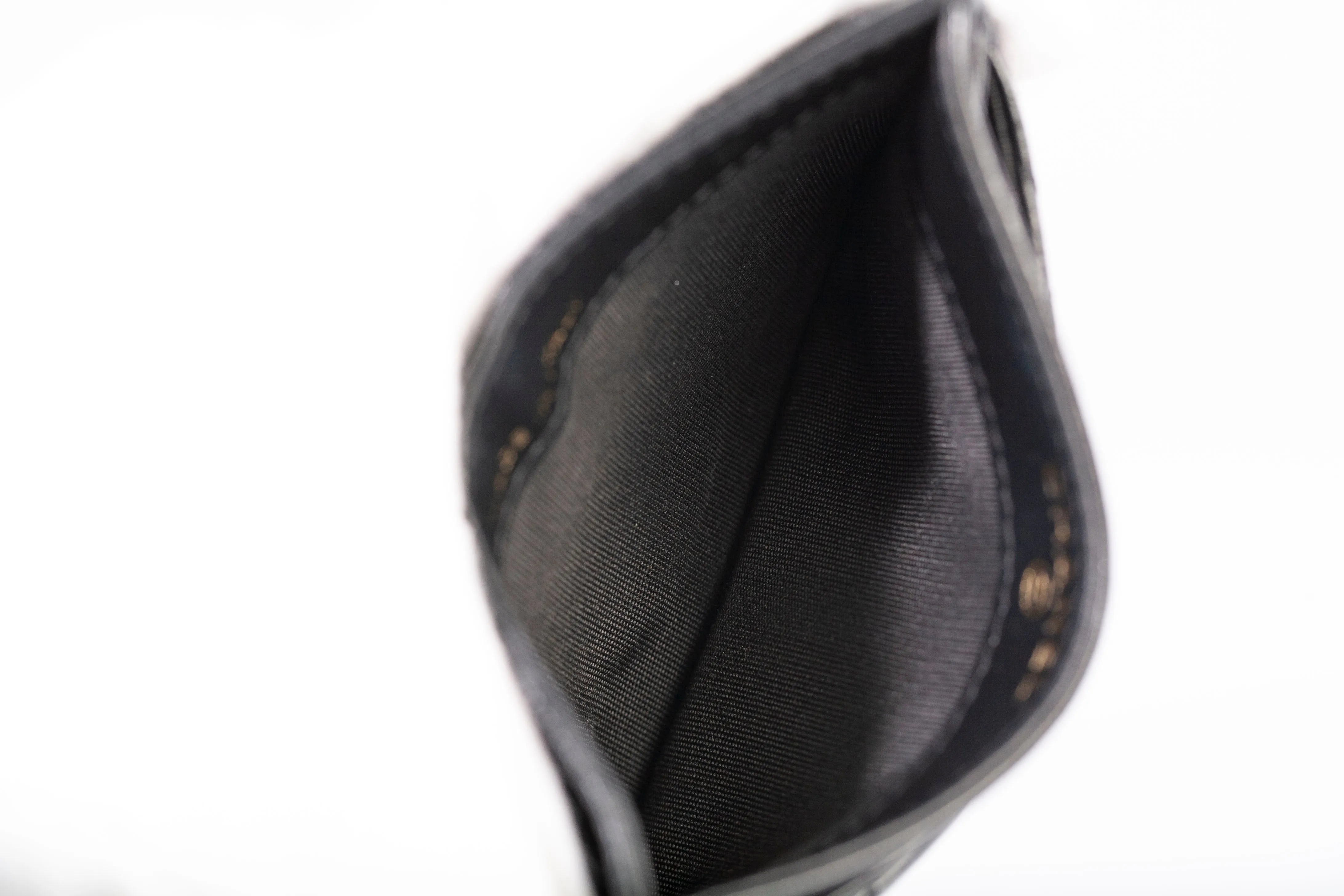 Authentic Chanel Black Lambskin Chevron Quilted Card Holder