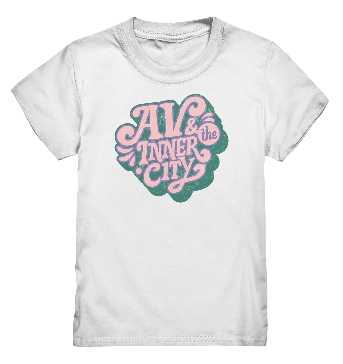 AV & the Inner City / Kids Premium T-Shirt - Green and Pink Logo