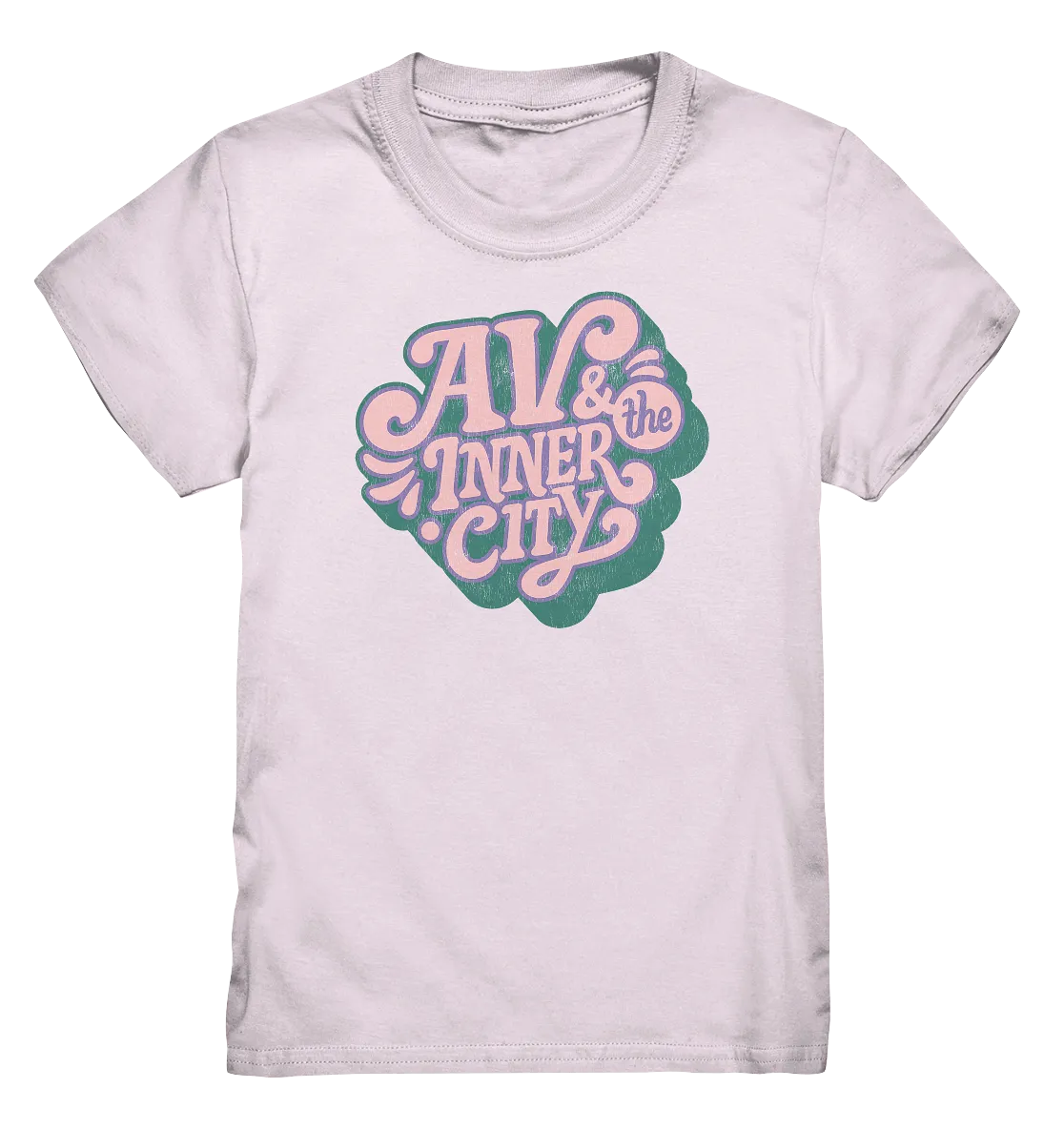 AV & the Inner City / Kids Premium T-Shirt - Green and Pink Logo