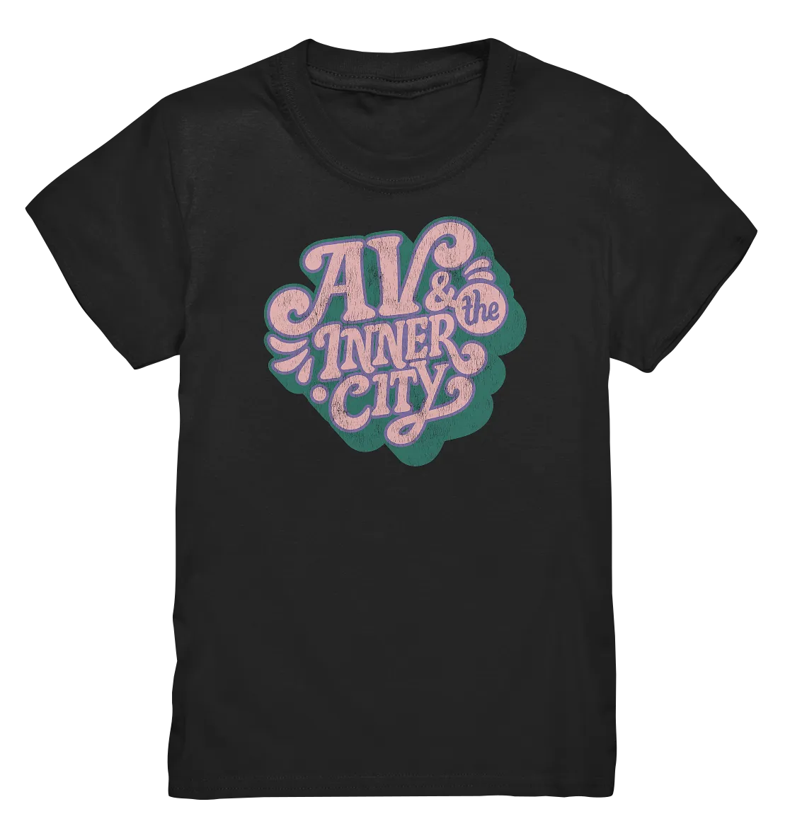 AV & the Inner City / Kids Premium T-Shirt - Green and Pink Logo