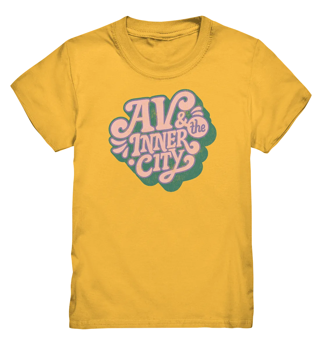 AV & the Inner City / Kids Premium T-Shirt - Green and Pink Logo