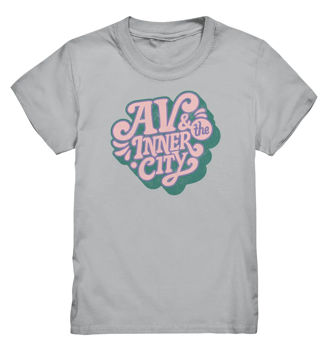 AV & the Inner City / Kids Premium T-Shirt - Green and Pink Logo
