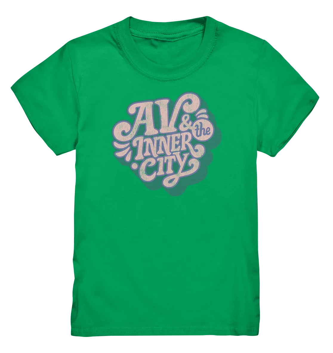 AV & the Inner City / Kids Premium T-Shirt - Green and Pink Logo