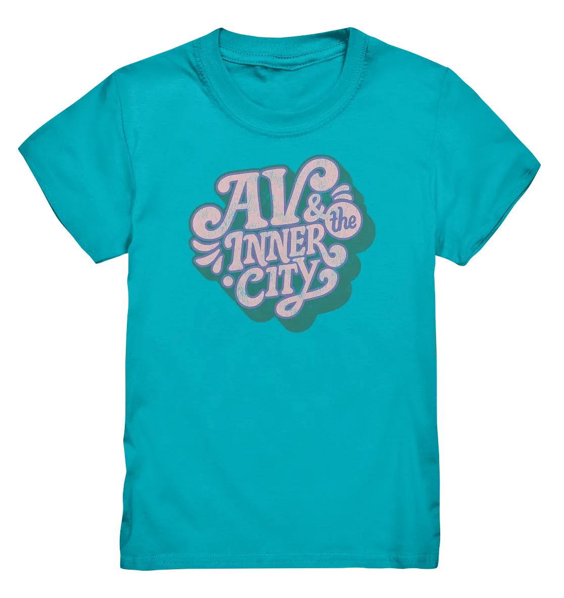 AV & the Inner City / Kids Premium T-Shirt - Green and Pink Logo