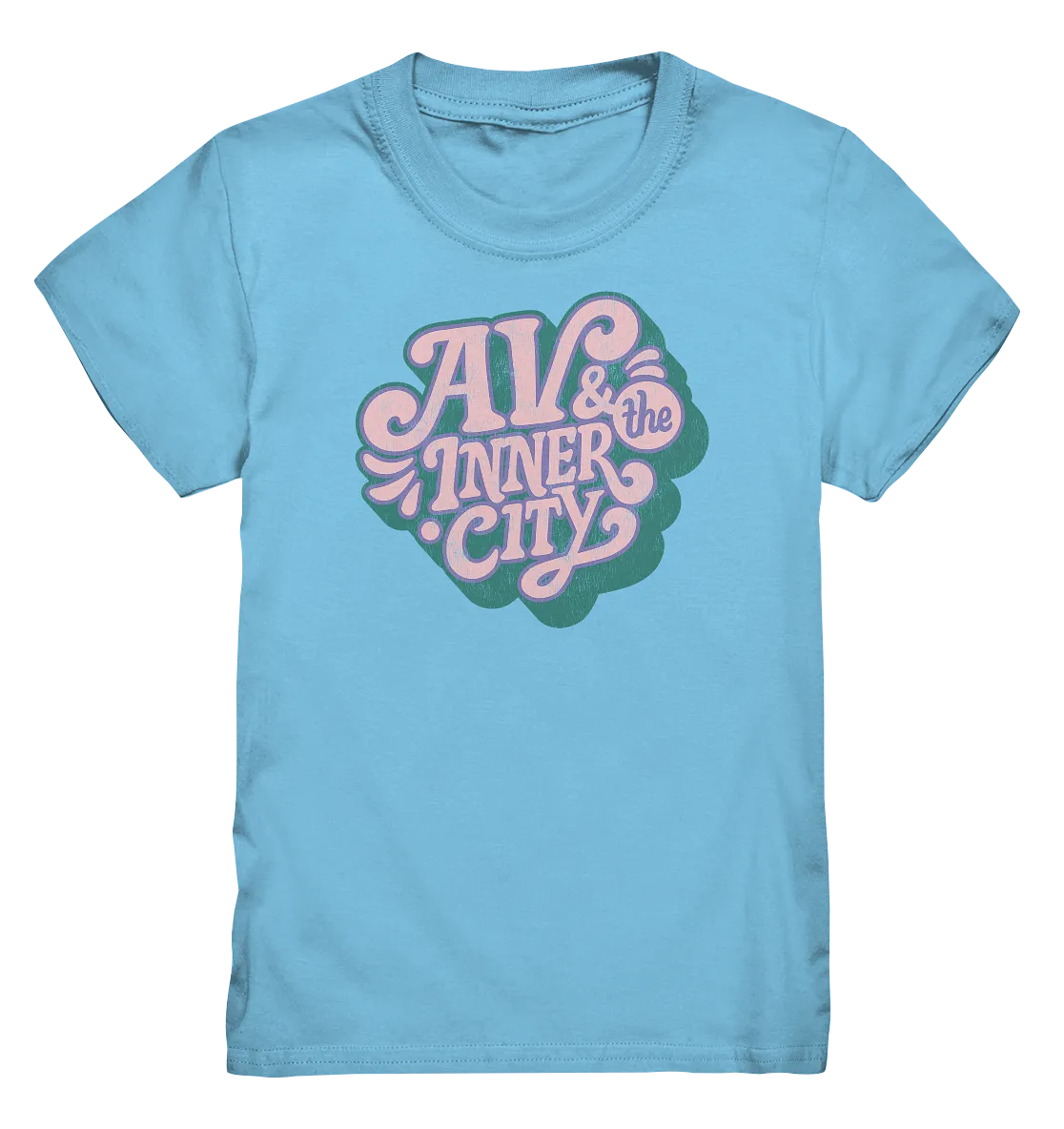 AV & the Inner City / Kids Premium T-Shirt - Green and Pink Logo