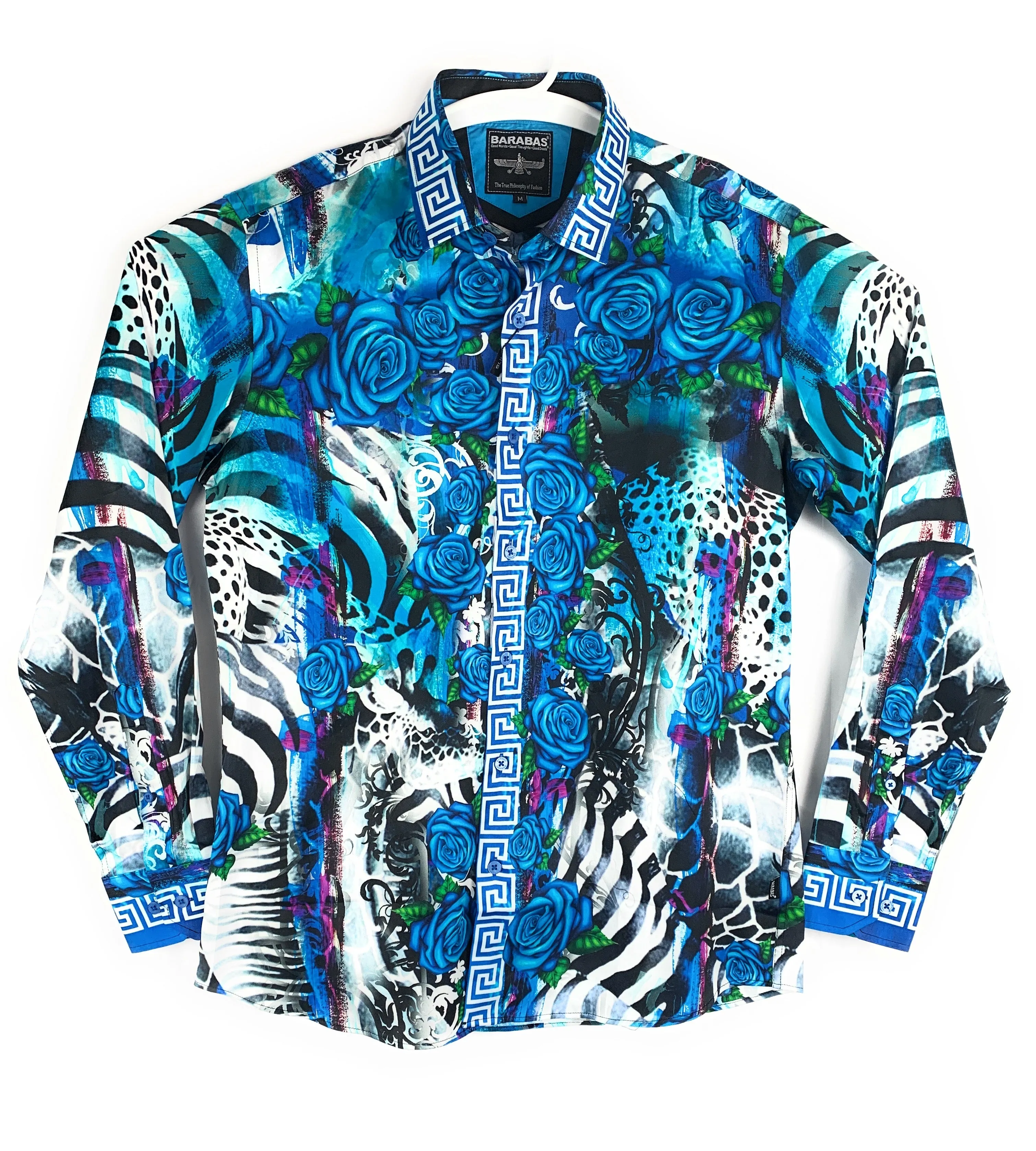 Barabas Mens Blue Long Sleeve Casual Shirt