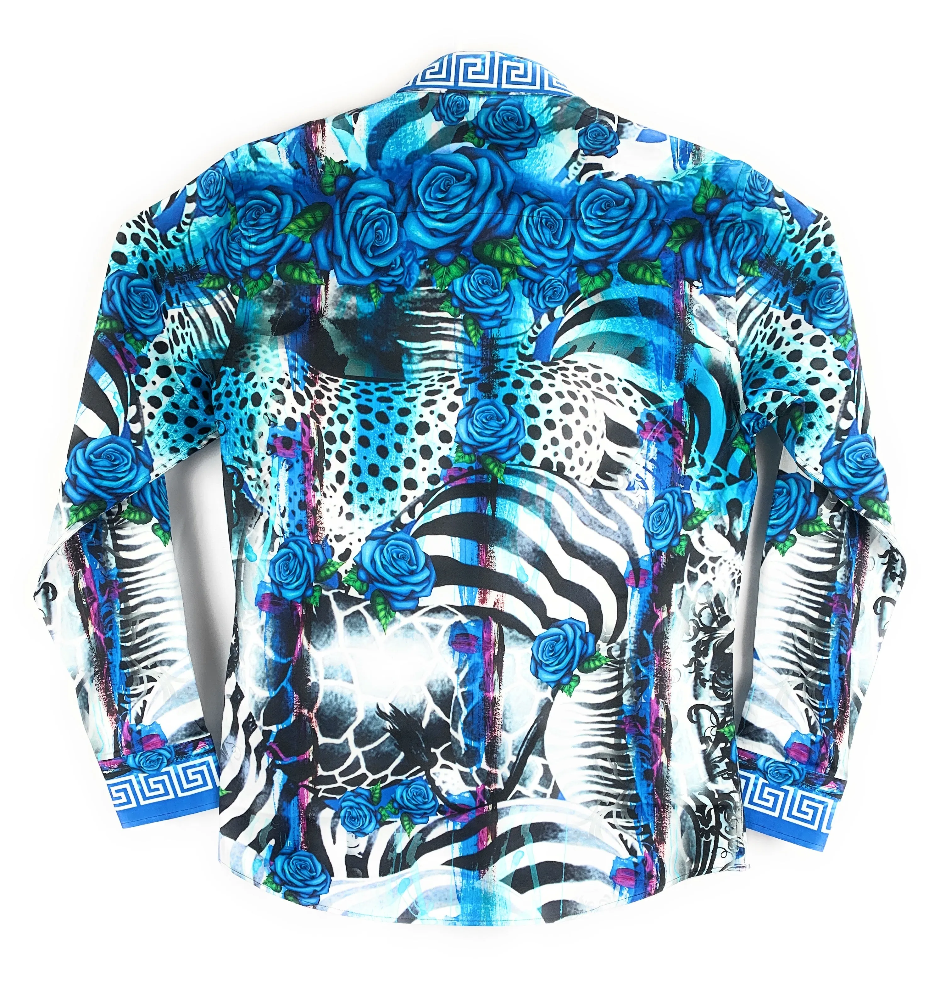 Barabas Mens Blue Long Sleeve Casual Shirt