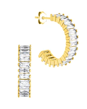Barlette Baguette Statement CZ Hoops