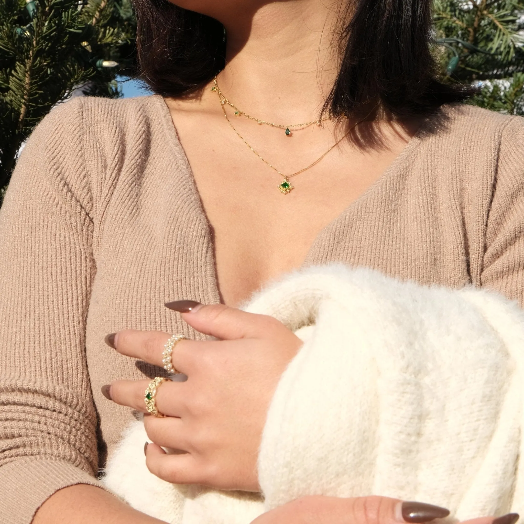 Baroque Emerald Necklace (Solid Silver)