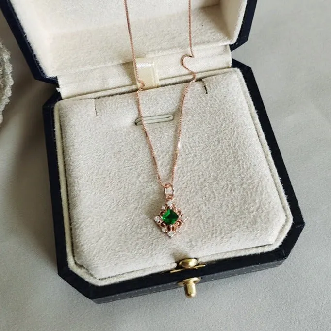 Baroque Emerald Necklace (Solid Silver)